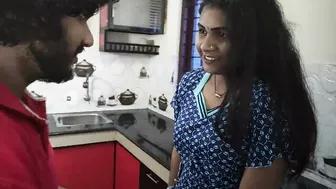 Horny Couple Fucking Hard in Kitchen Wearing Sexy Nighty