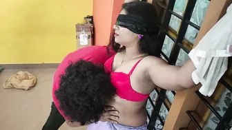Blindfolded Wife in Saree Tied Up and Dominated Roughly