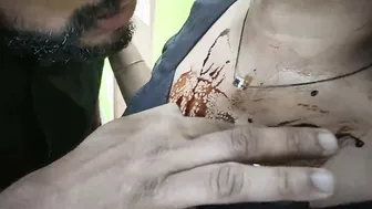 Girlfriend Getting Chocolate Licked From Her Body Parts
