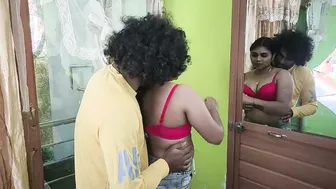 Girlfriend Opening Shirt Revealing Red Bra For Kissing