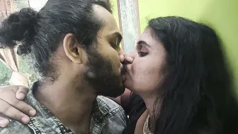 Wife in Saree Deep Kissing Husband Tongues Intertwined