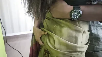 Wife in Saree Deep Kissing Husband Tongues Intertwined