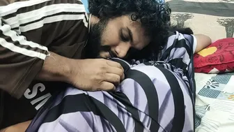 Married couple kissing her ass in nighty at home tonight