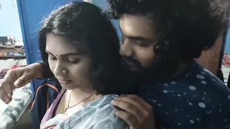 Wife Getting Neck Kissed And Boobs Squeezed Wearing Saree