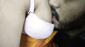 Sucking Kissing Licking Her Boobs in Saree Removing Bra