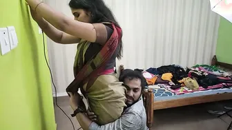 Desi Couple Having Hot Saree Ass Licking Romance Session