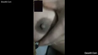 GF Stripping On Video Call Showing Her Tits And Pussy