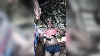 Village Girl Getting Dressed After Bathing By The Well
