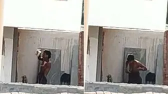 Village Wife Bathing Outdoors Caught On Camera By Hidden Watcher