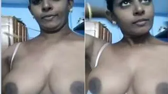 South Indian Wife Showing Off Her Natural Boobs For You
