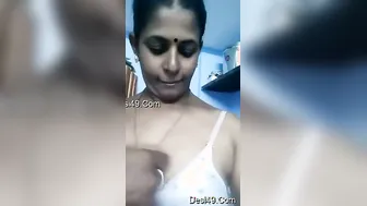 South Indian Wife Showing Off Her Natural Boobs For You