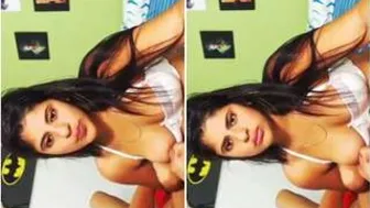 Desi GF Sucking Her Own Nipples On Camera For Me