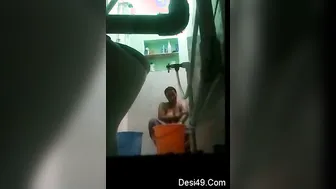 Married Woman Bathing Caught On Hidden Camera In Bathroom