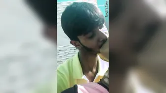 College Lovers Kissing Passionately In Their Secret Hideout