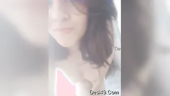 Cute Innocent GF Stripping Completely Naked On Her Bed