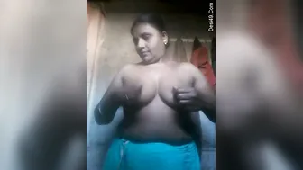 Horny Bhabhi Undressing Playing With Her Big Tits Sending Selfie