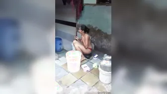 Village GF Bathing Outdoors Exposing Her Naked Body