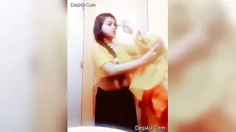 Hot Village Girl Stripping Off Her Saree Showing Ass And Tits