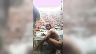 Rural Desi Babe Filming Her Outdoor Bathing Selfie For Boyfriend