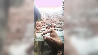 Rural Desi Babe Filming Her Outdoor Bathing Selfie For Boyfriend