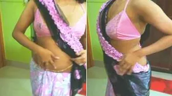 Village Girl Doing Her Sensual Saree Strip Tease At Home Today