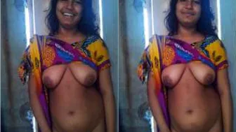 Sexy Indian Girl Stripping Naked Revealing Her Huge Boobs To Me