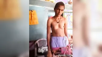 Married Bhabhi Undressing And Revealing Her Boobs And Shaved Slit