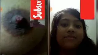 Cute GF Flashing Her Perky Tits On Video Call For Him