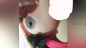 Village Wife Sucking Her Own Tits During Naughty Video Call