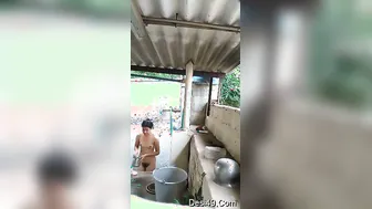 Sexy GF Bathing Outdoors Caught On Hidden Camera View