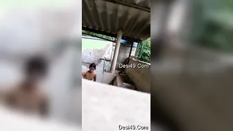 Sexy GF Bathing Outdoors Caught On Hidden Camera View