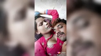 Village Lovers Kissing And Touching Intimately In Secret Spot