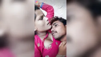 Village Lovers Kissing And Touching Intimately In Secret Spot