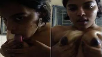 Flexible GF Sucking Her Own Nipples On Private Video