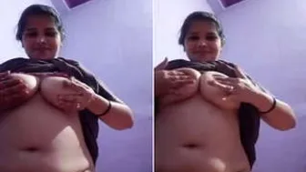 Indian Bhabhi Squeezing Her Tits And Fingering Herself Alone