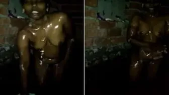 Married Wife Bathing Naked While Husband Films From The Door