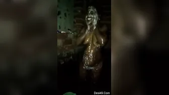 Married Wife Bathing Naked While Husband Films From The Door