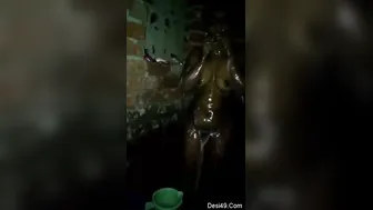 Married Wife Bathing Naked While Husband Films From The Door