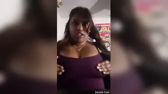 Curvy Nri Slut Fondling And Squeezing Her Massive Boobs On Cam