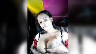 Fingering My Dripping Pussy While Showing Off My Tits To Him