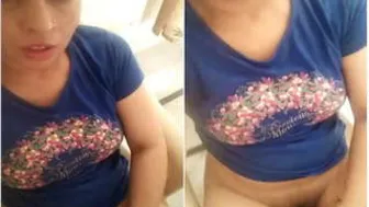 Cute Indian Babe Making Selfie Video While Touching Herself