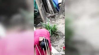 Aunty Accidentally Exposing Her Cleavage While Doing Laundry