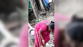 Aunty Accidentally Exposing Her Cleavage While Doing Laundry