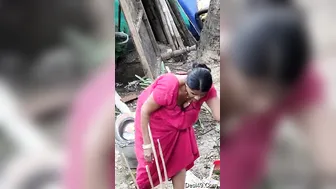 Aunty Accidentally Exposing Her Cleavage While Doing Laundry