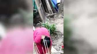 Aunty Accidentally Exposing Her Cleavage While Doing Laundry