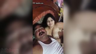 Busty Desi aunty bare with her husbands friend