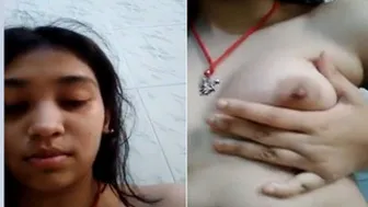 Indian GF Squeezing Her Tits While Fingering Herself
