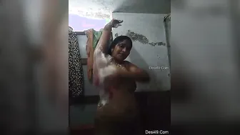 Married Woman Bathing Naked Completely Exposed In Bathroom Scene
