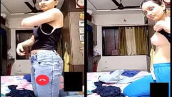 GF Stripping And Showing Her Boobs On Private Video Call