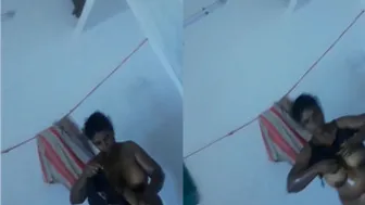 Catching Tamil Wife Dressing Up After Hot Shower Session At Home